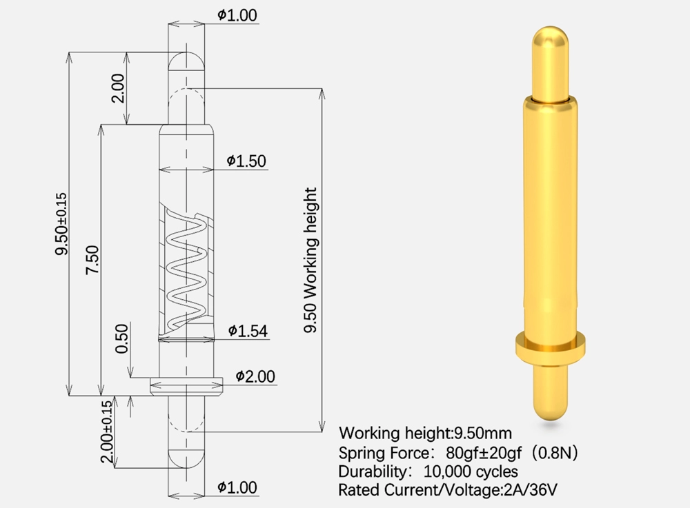 spring loaded contacts, pogo pin design