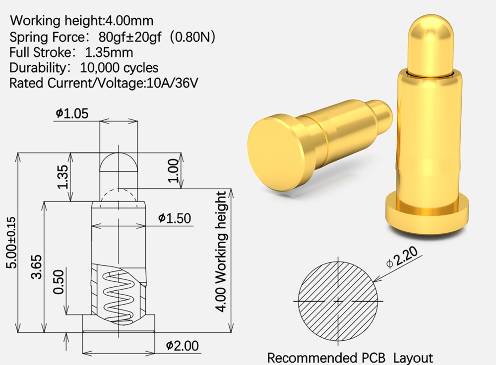 high current spring-loaded contacts