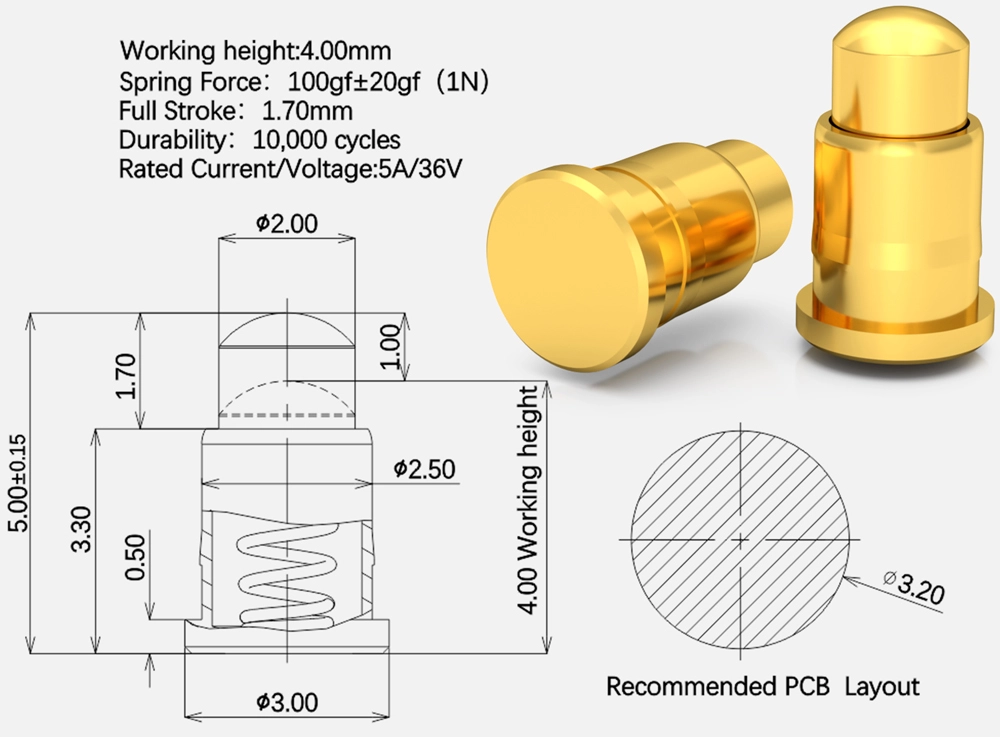 high current springloaded pin
