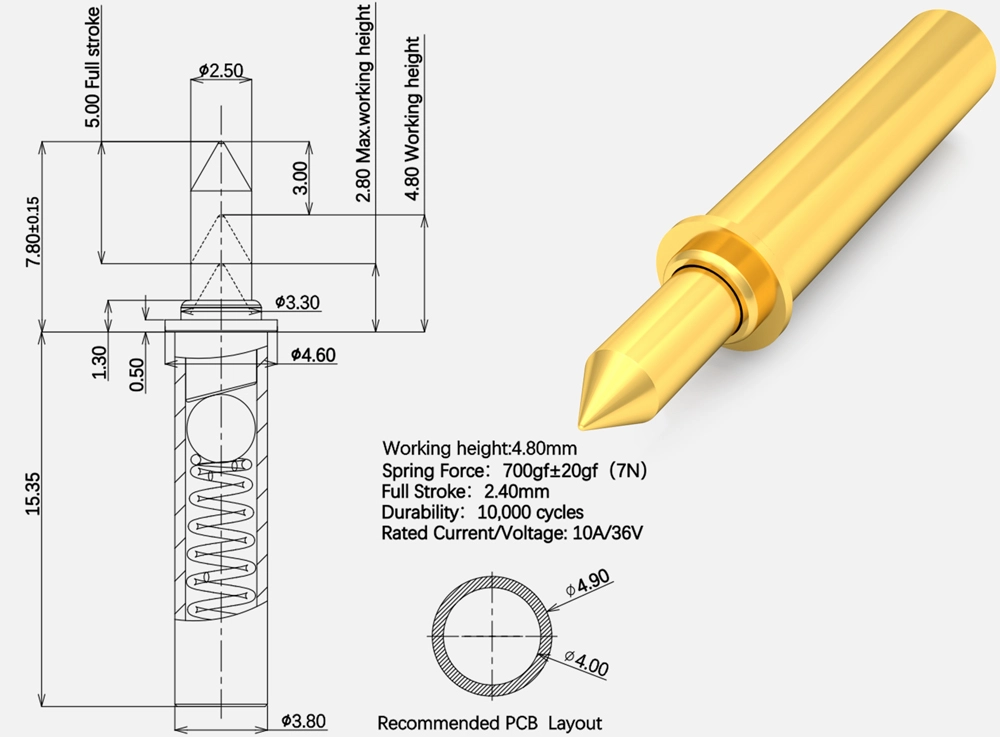 high current spring test probe pogo pin
