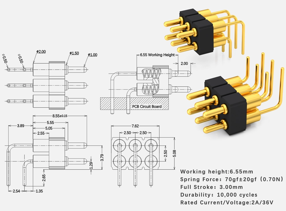 spring connector, pogo pins socket