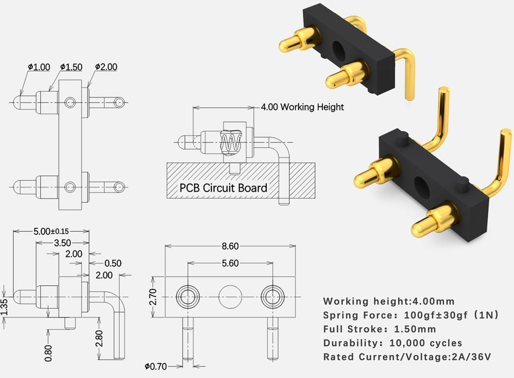 spring loaded electrical connectors, pogo pin female connector