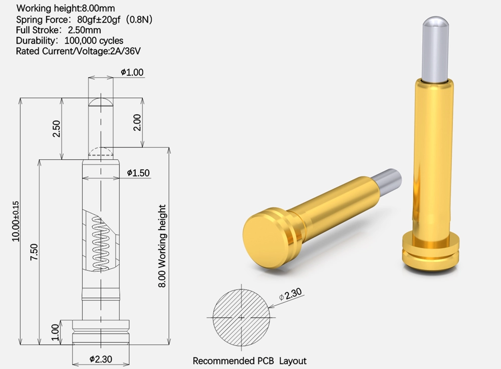 pogopin, spring loaded contact pins