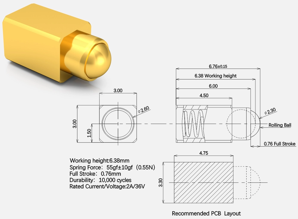 springloaded pin, double ended pogo pin