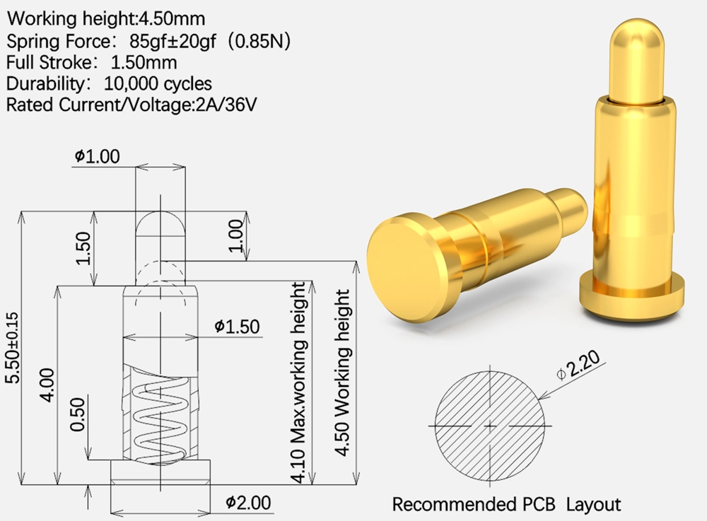 contact smd pin, spring-loaded pin