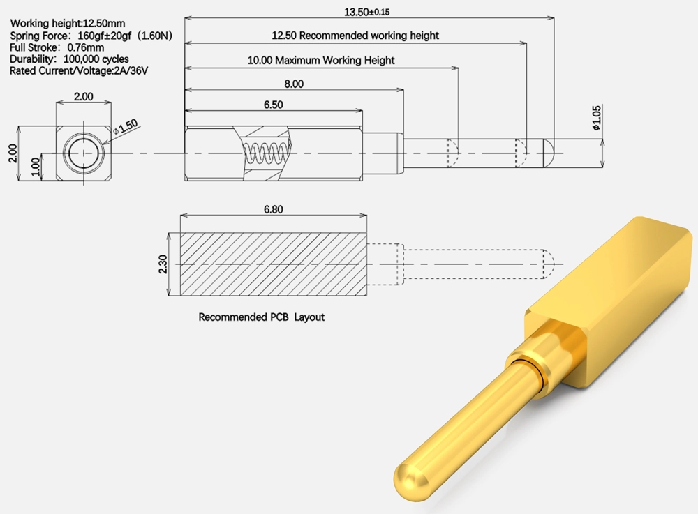 spring-loaded pins, contact pin