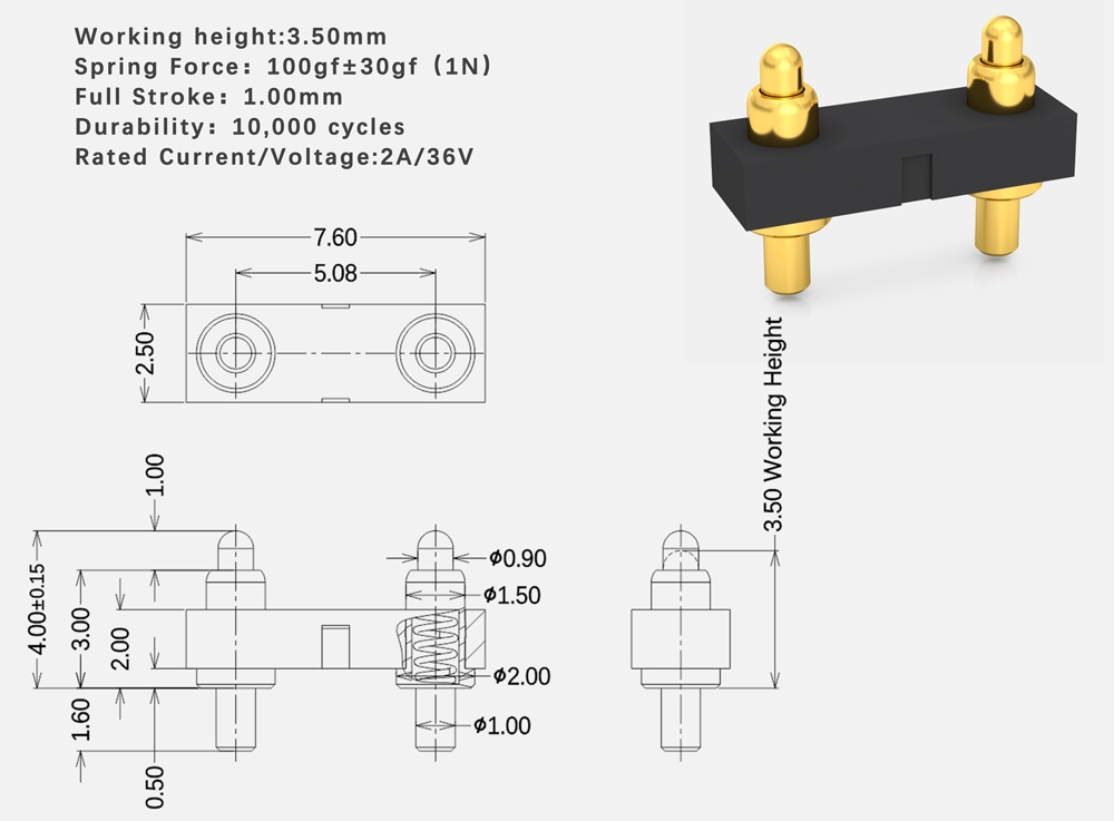 pogo pin connectors, spring loaded connector