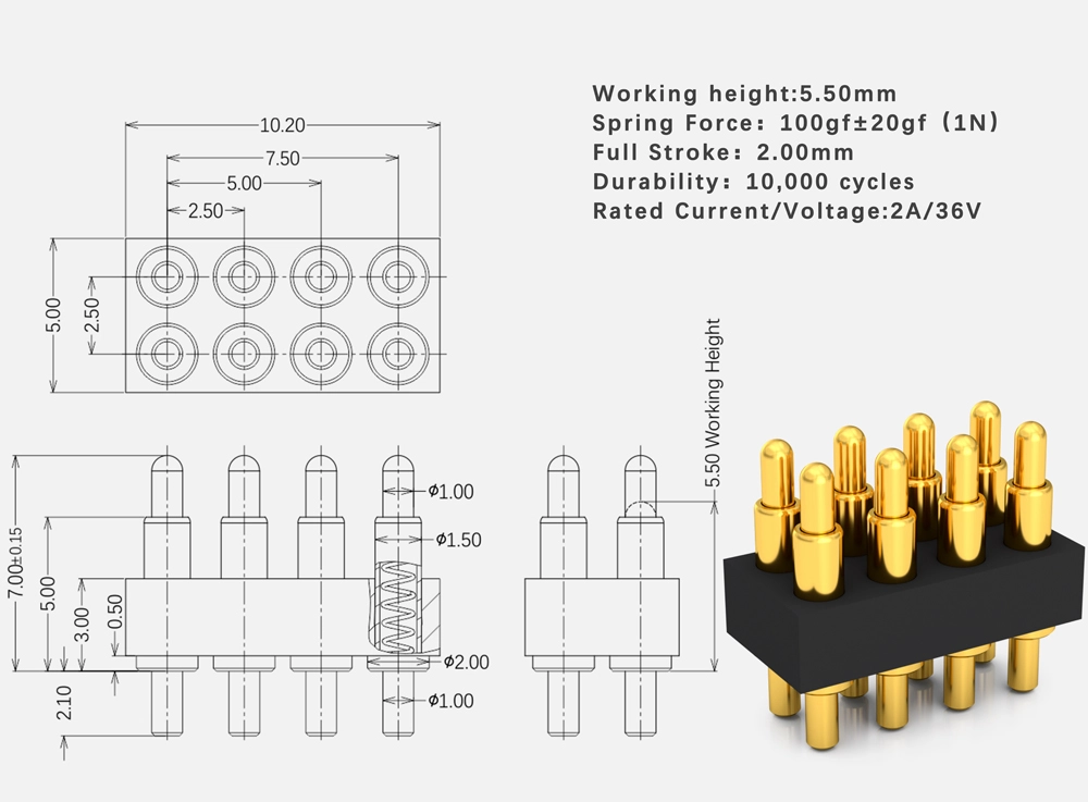 pogo pin socket, spring loaded connectors