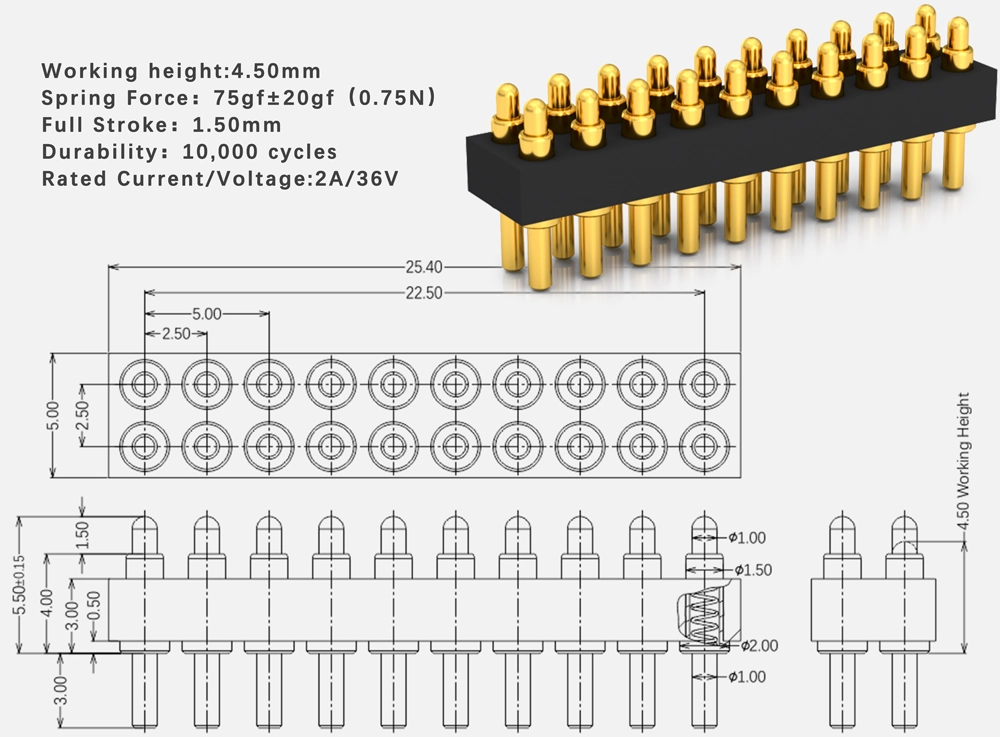 spring loaded connector, pin connector