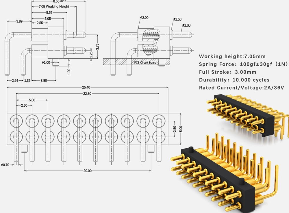 spring loaded connector, pogo pin sockets